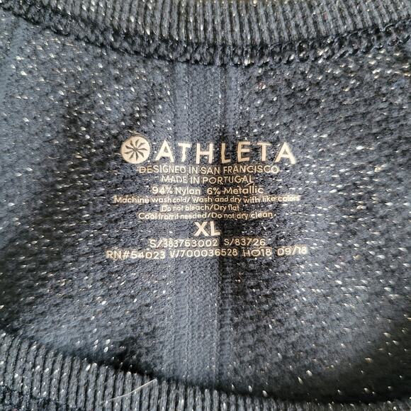 Athleta Speedlight Glow Long Sleeve Shirt Navy Sparkles Thumb Holes Women XL - Picture 12 of 12